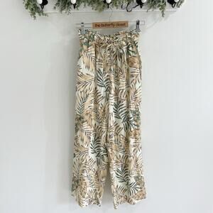Lost + Wander resort wear Multicolor Belted Elastic Waist Wide Leg Linen Pants